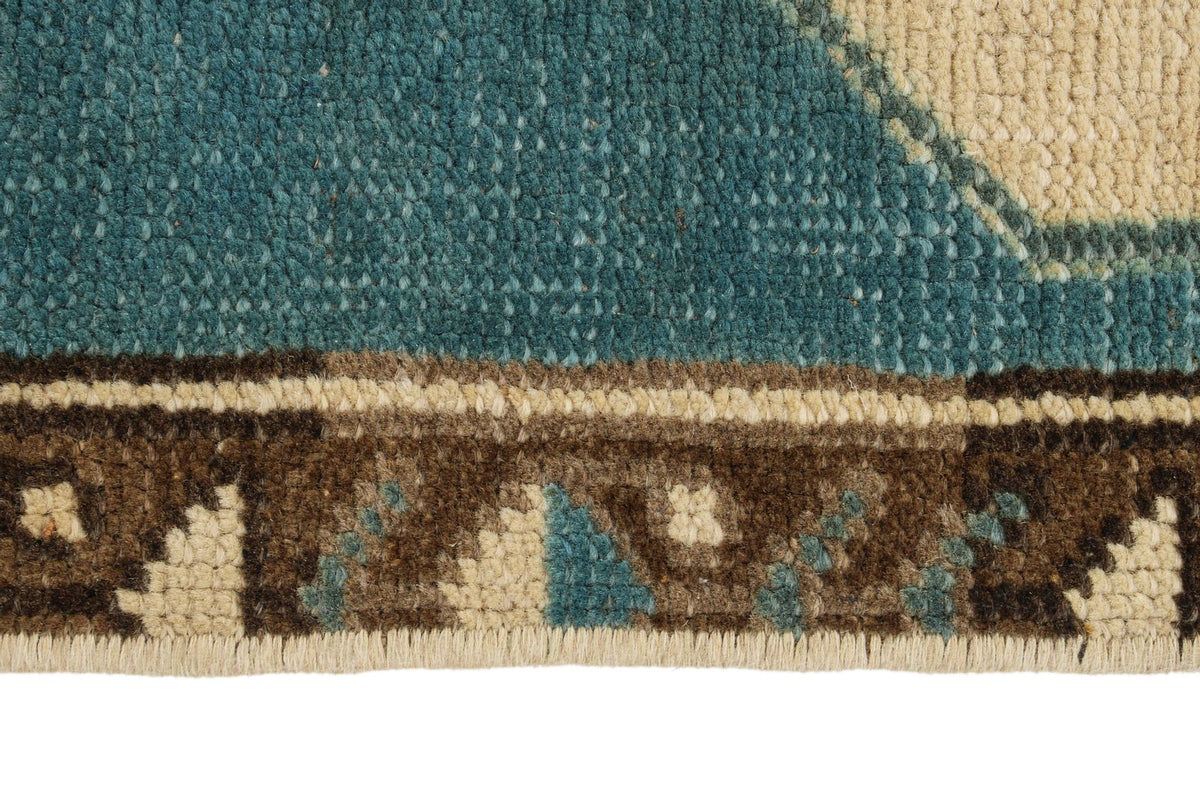 2x3 Blue and Ivory Turkish Tribal Rug