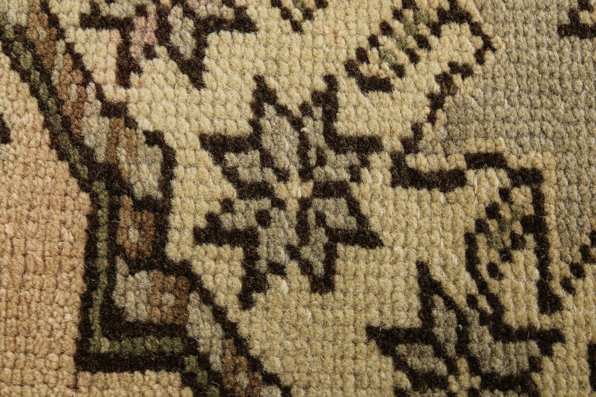 2x3 Ivory and Brown Turkish Tribal Rug