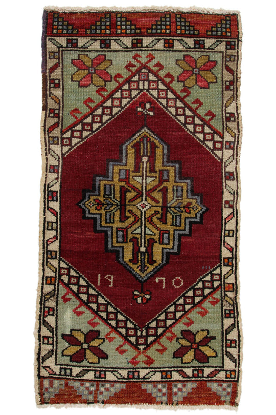 2x3 Red and Blue Turkish Tribal Rug