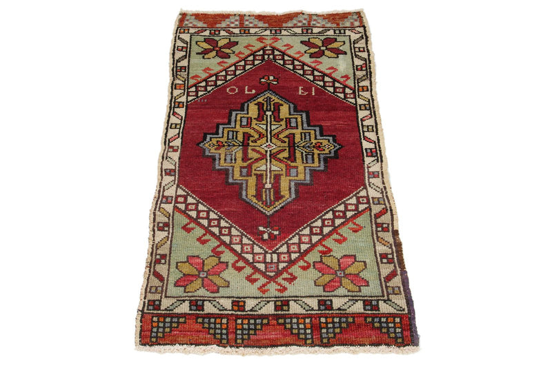 2x3 Red and Blue Turkish Tribal Rug