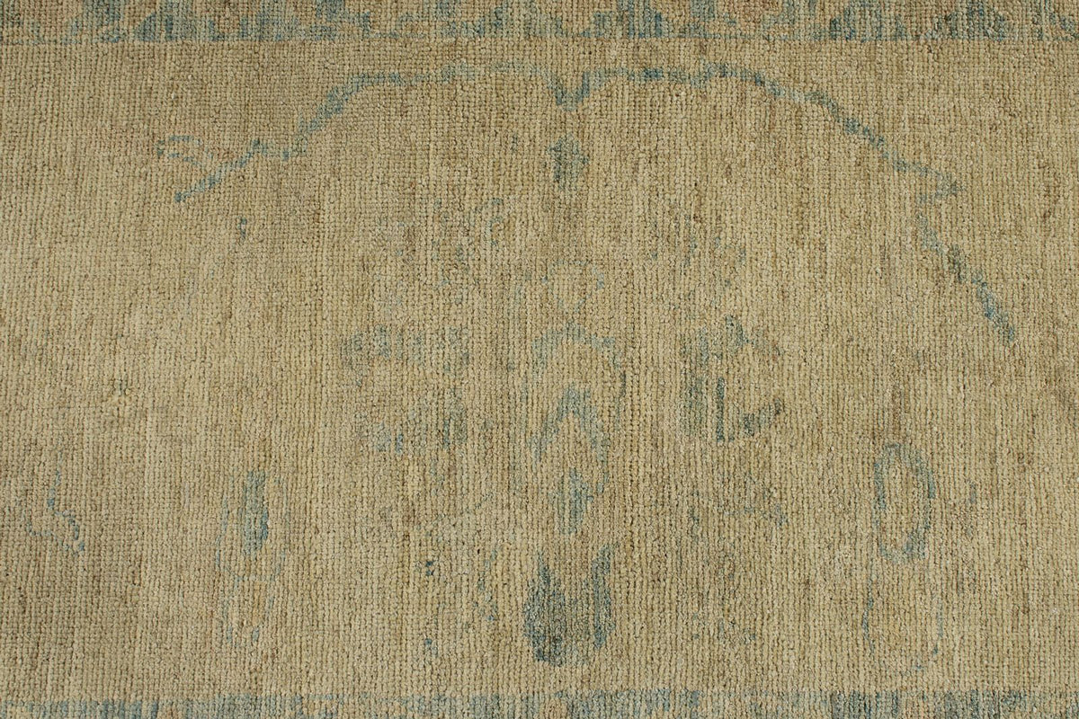 13x19 Blue and Ivory Turkish Oushak Rug