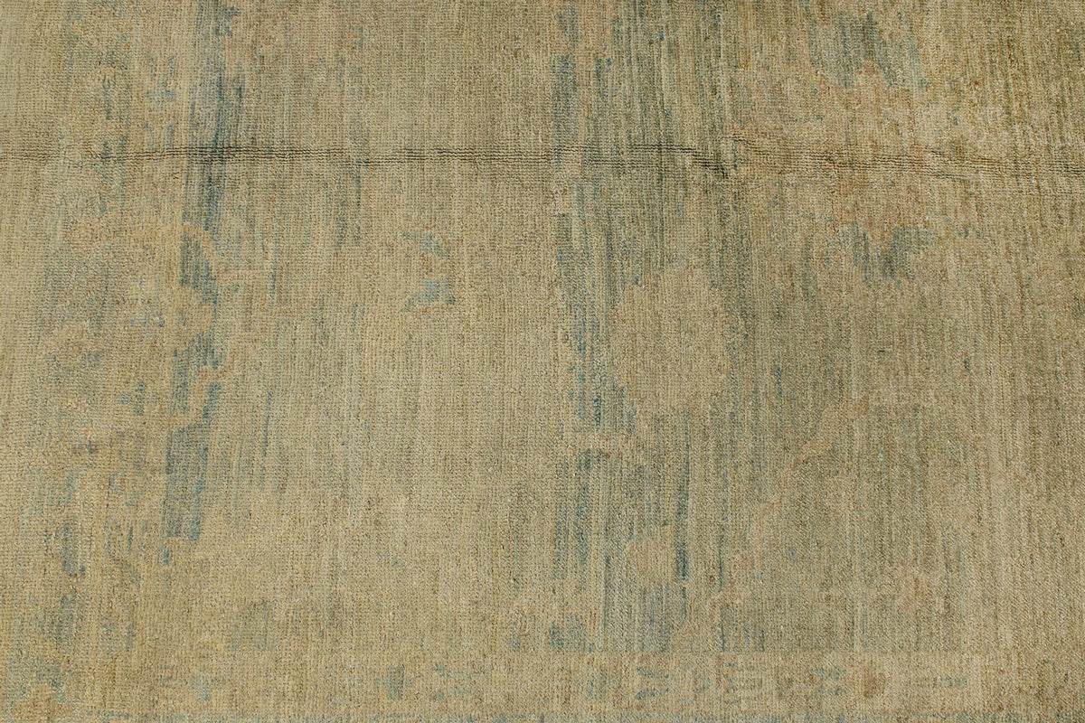 13x19 Blue and Ivory Turkish Oushak Rug
