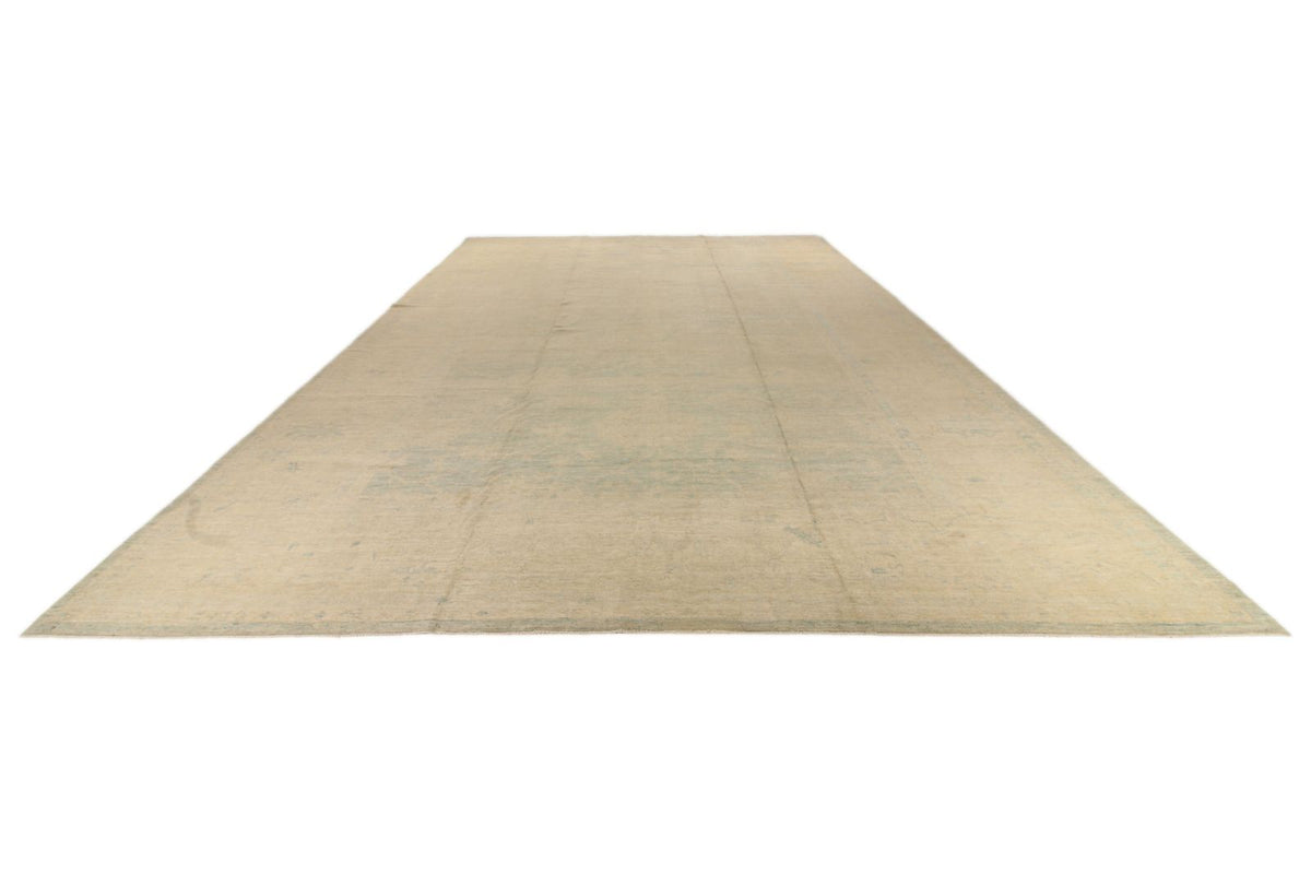 13x19 Blue and Ivory Turkish Oushak Rug
