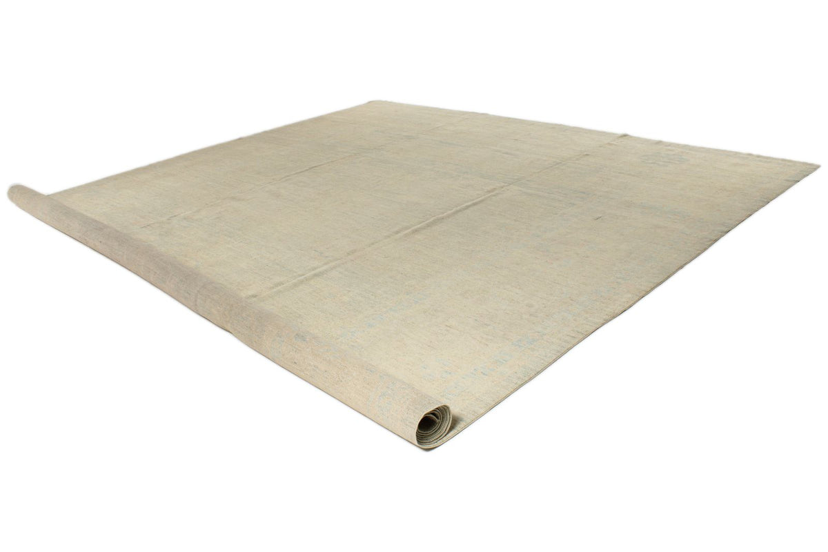 13x19 Blue and Ivory Turkish Oushak Rug