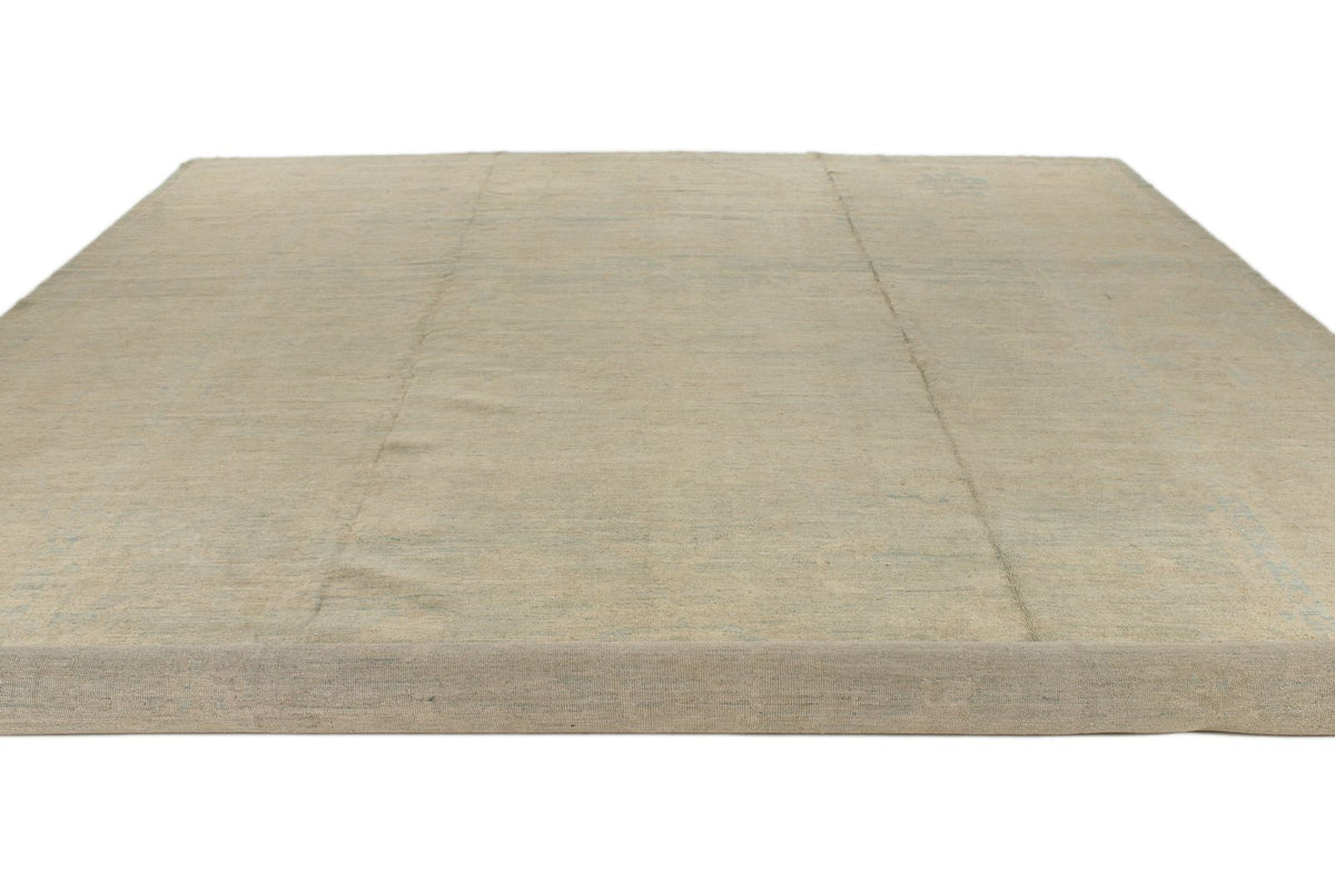 13x19 Blue and Ivory Turkish Oushak Rug