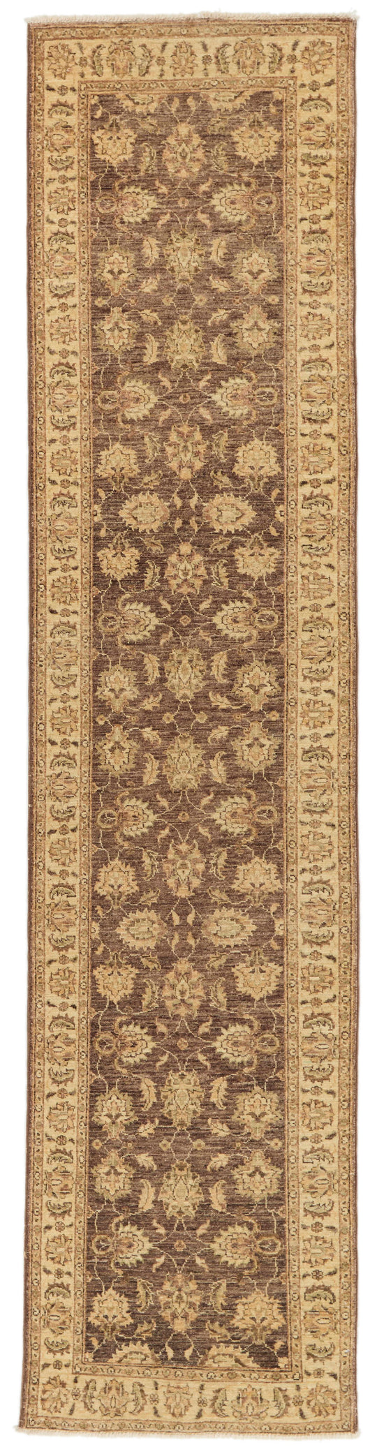 2x10 Brown and Blue Turkish Oushak Runner
