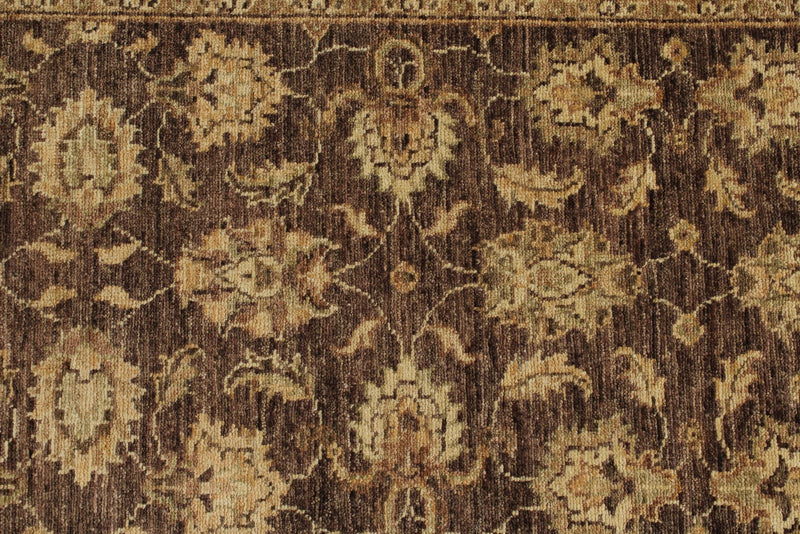 2x10 Brown and Blue Turkish Oushak Runner