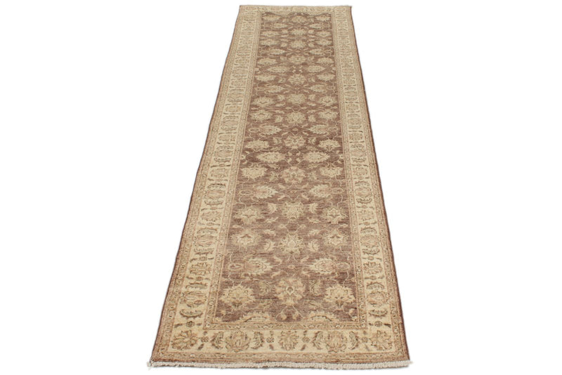 2x10 Brown and Blue Turkish Oushak Runner