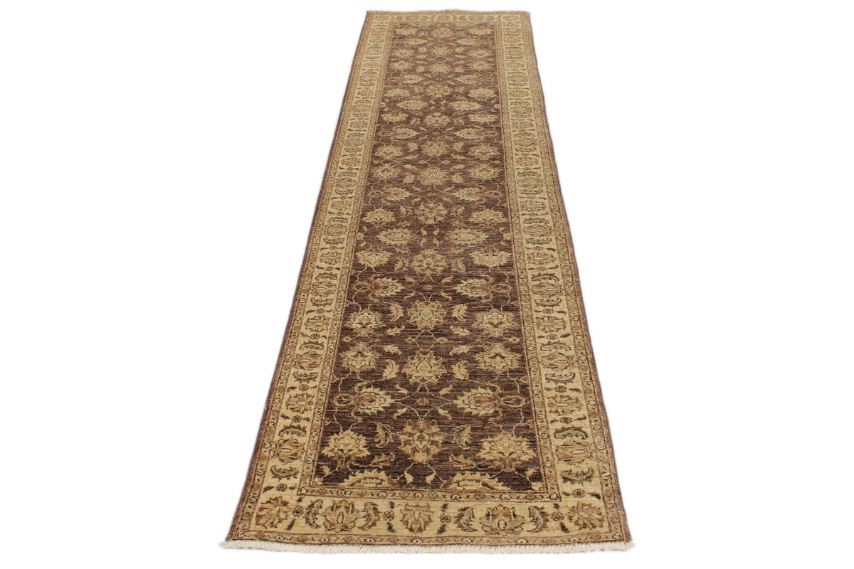 2x10 Brown and Blue Turkish Oushak Runner