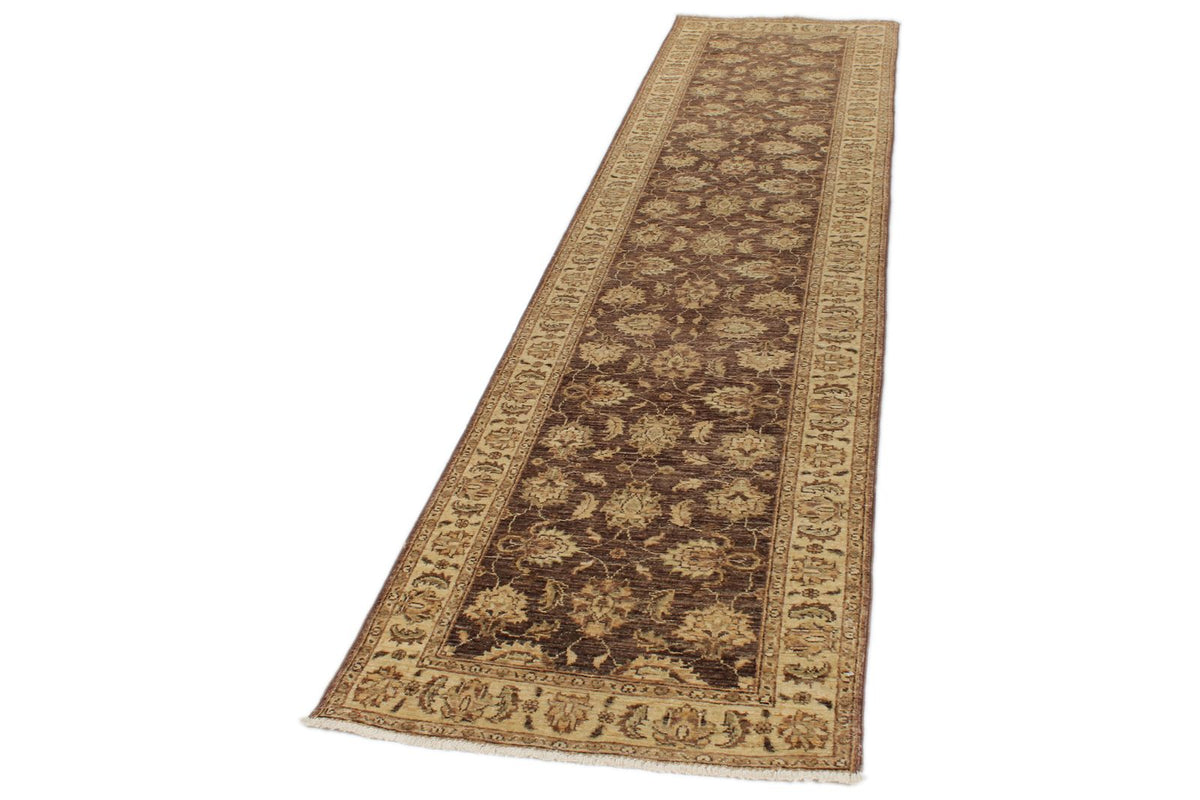 2x10 Brown and Blue Turkish Oushak Runner