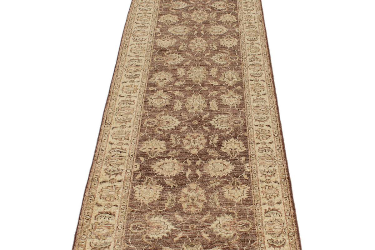 2x10 Brown and Blue Turkish Oushak Runner