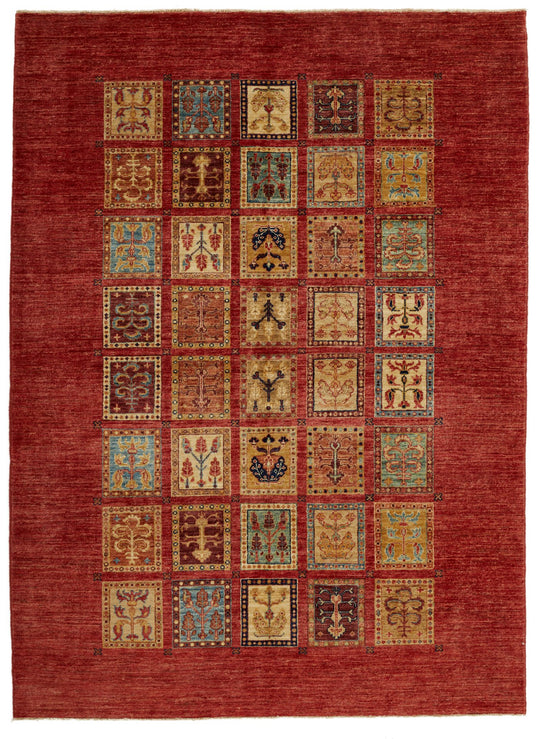 6x8 Multicolor and Red Turkish Oushak Rug