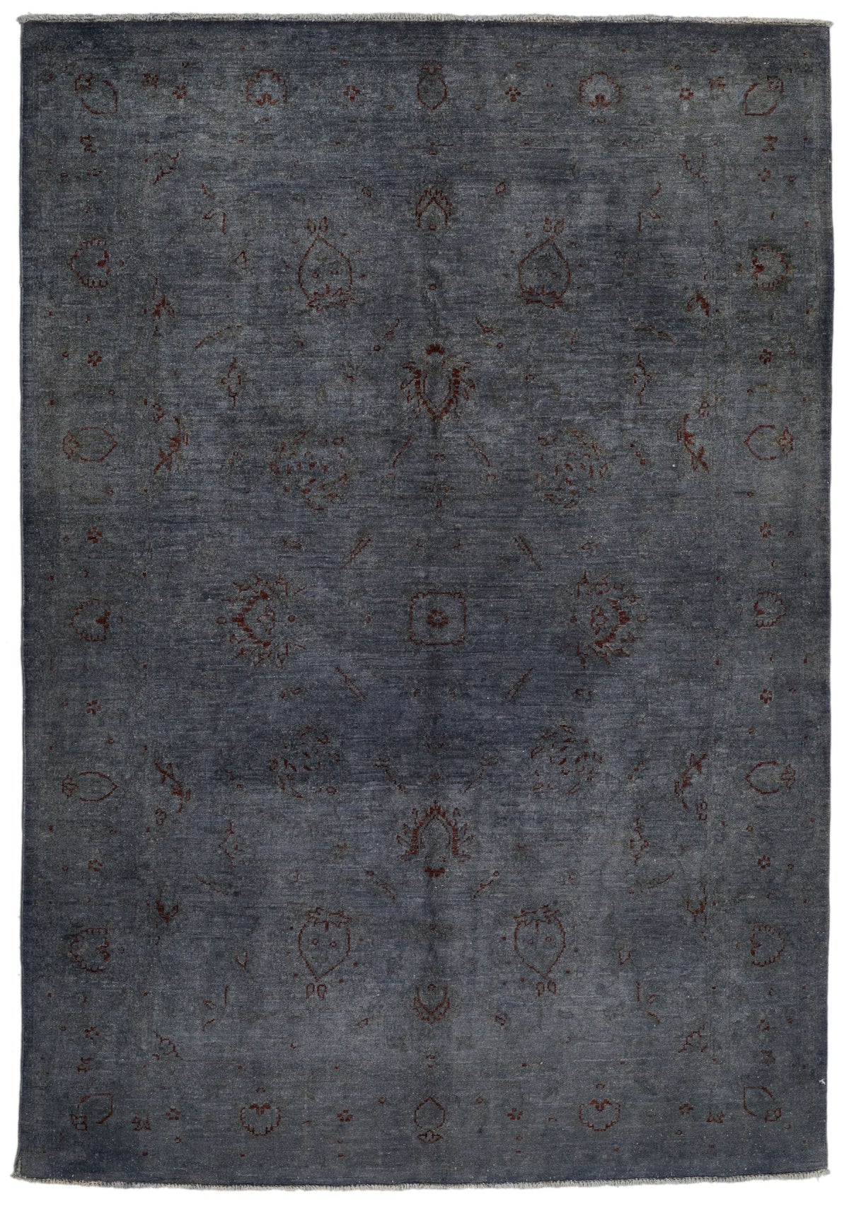 5x8 Gray and Blue Turkish Overdyed Rug