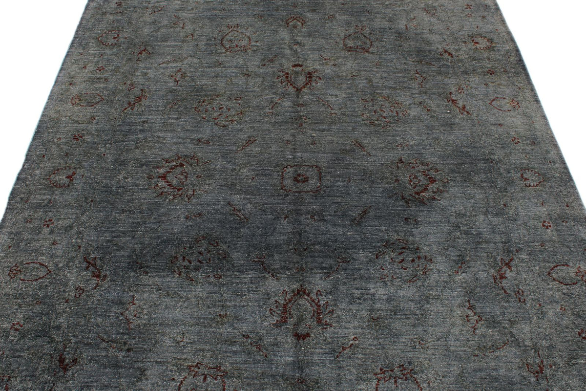 5x8 Gray and Blue Turkish Overdyed Rug