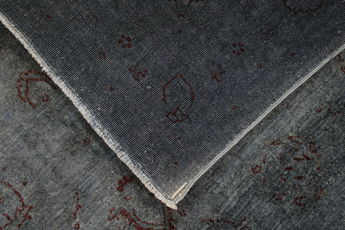 5x8 Gray and Blue Turkish Overdyed Rug