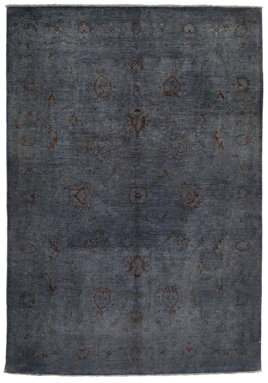 5x8 Gray and Blue Turkish Overdyed Rug
