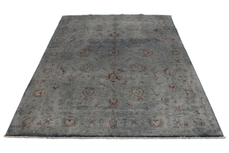 5x8 Gray and Blue Turkish Overdyed Rug