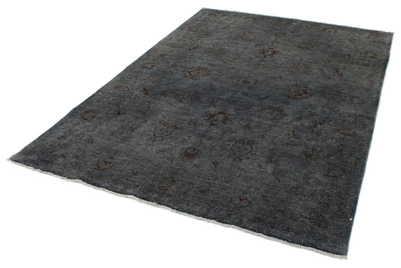 5x8 Gray and Blue Turkish Overdyed Rug
