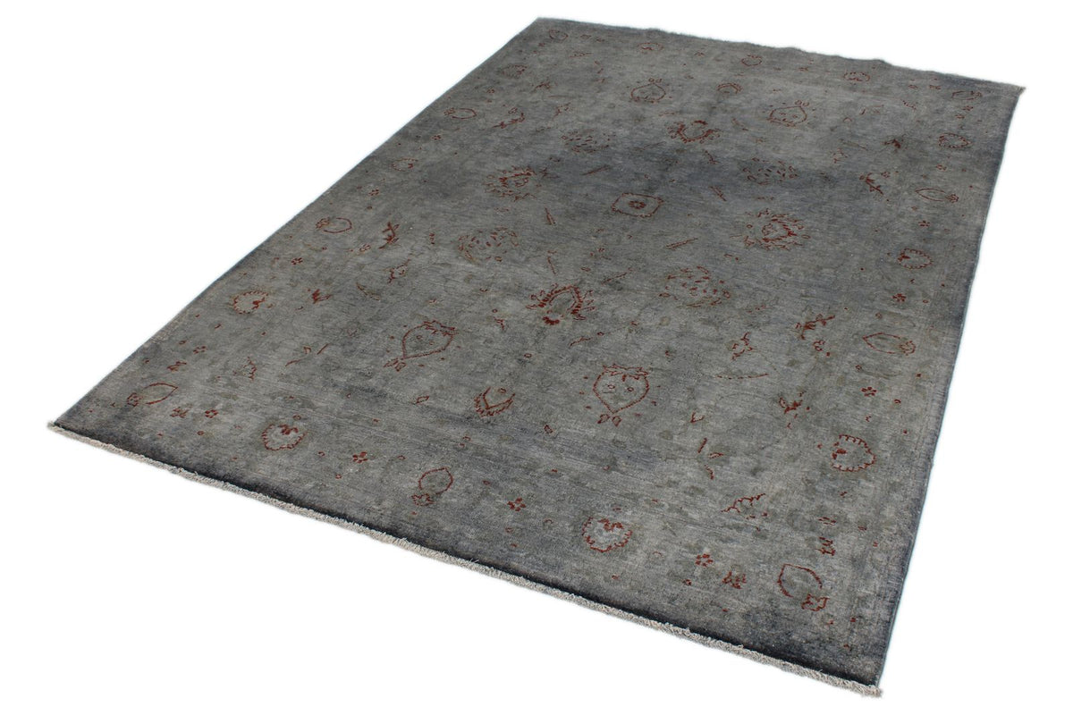 5x8 Gray and Blue Turkish Overdyed Rug