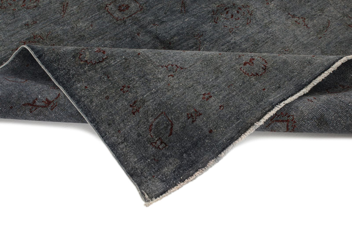 5x8 Gray and Blue Turkish Overdyed Rug