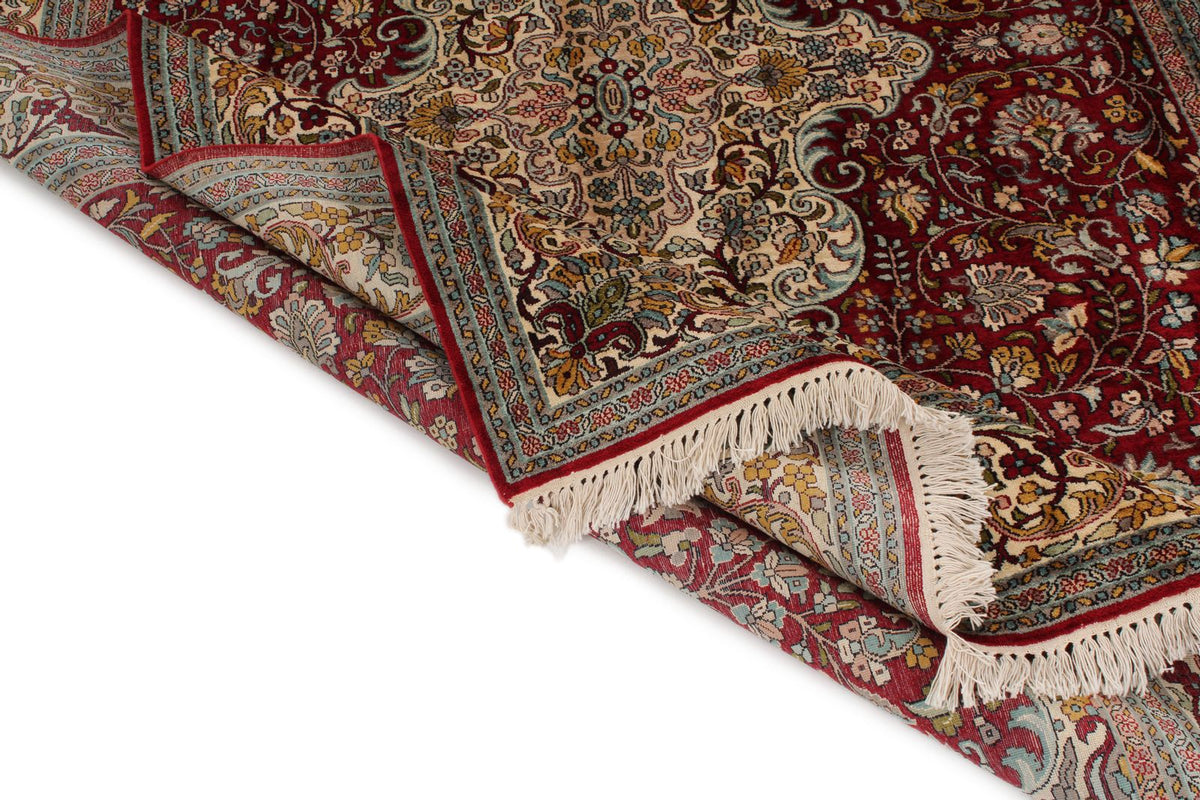 6x8 Red and Ivory Turkish Silk Rug