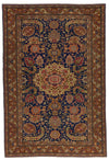 7x10 Navy and Rust Turkish Traditional Rug