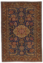 7x10 Navy and Rust Turkish Traditional Rug