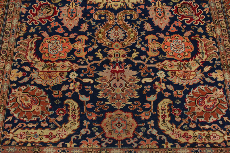 7x10 Navy and Rust Turkish Traditional Rug