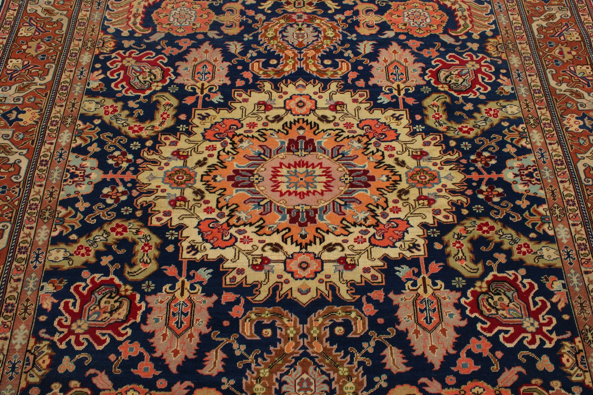 7x10 Navy and Rust Turkish Traditional Rug