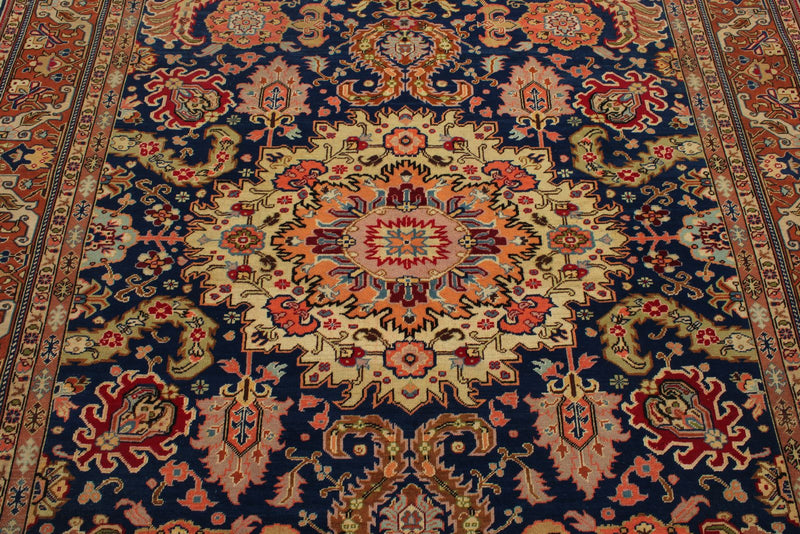 7x10 Navy and Rust Turkish Traditional Rug