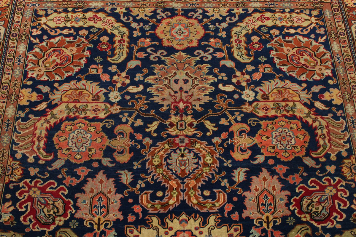 7x10 Navy and Rust Turkish Traditional Rug