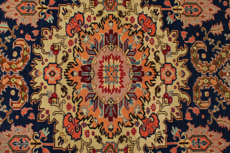 7x10 Navy and Rust Turkish Traditional Rug