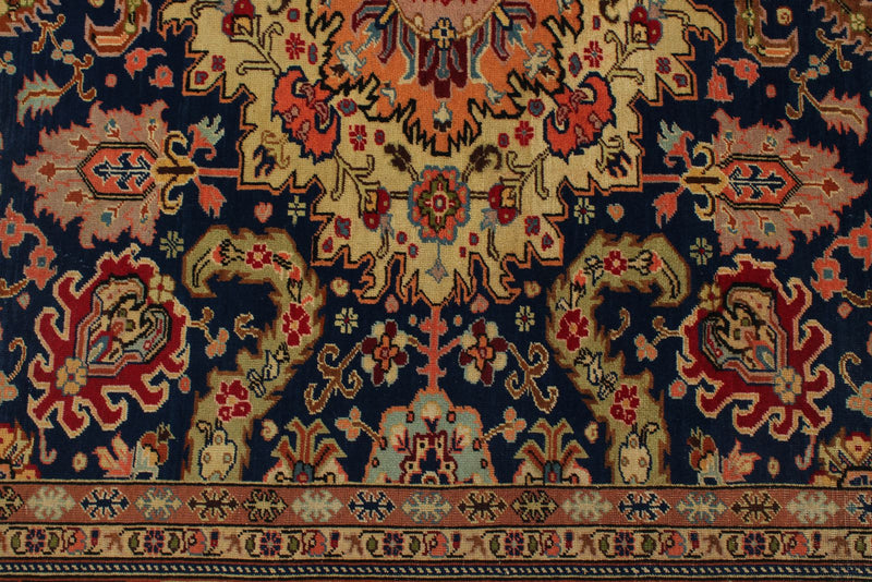 7x10 Navy and Rust Turkish Traditional Rug