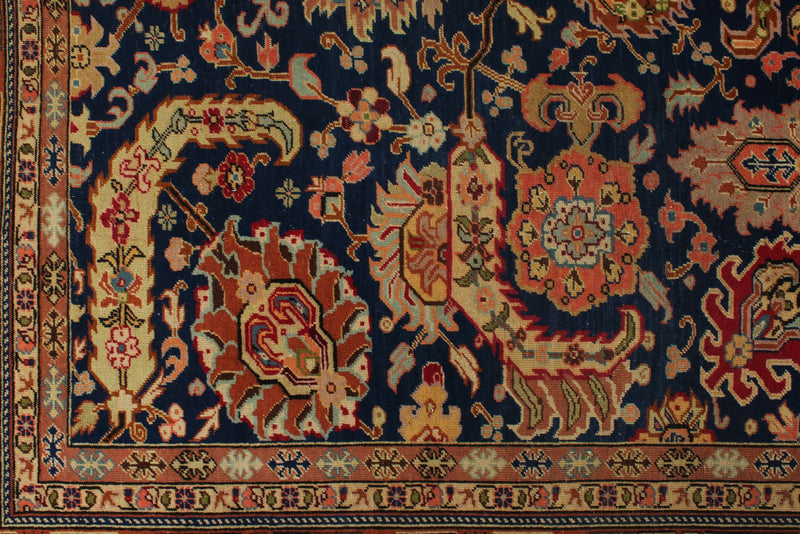 7x10 Navy and Rust Turkish Traditional Rug