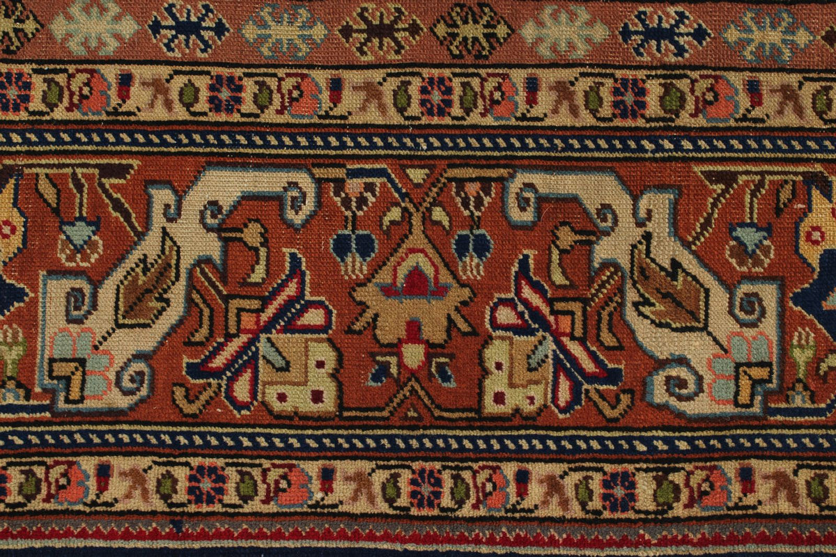 7x10 Navy and Rust Turkish Traditional Rug
