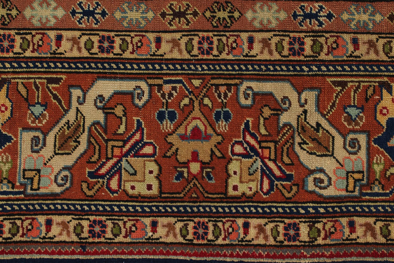 7x10 Navy and Rust Turkish Traditional Rug