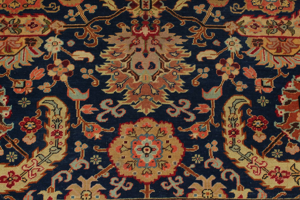 7x10 Navy and Rust Turkish Traditional Rug