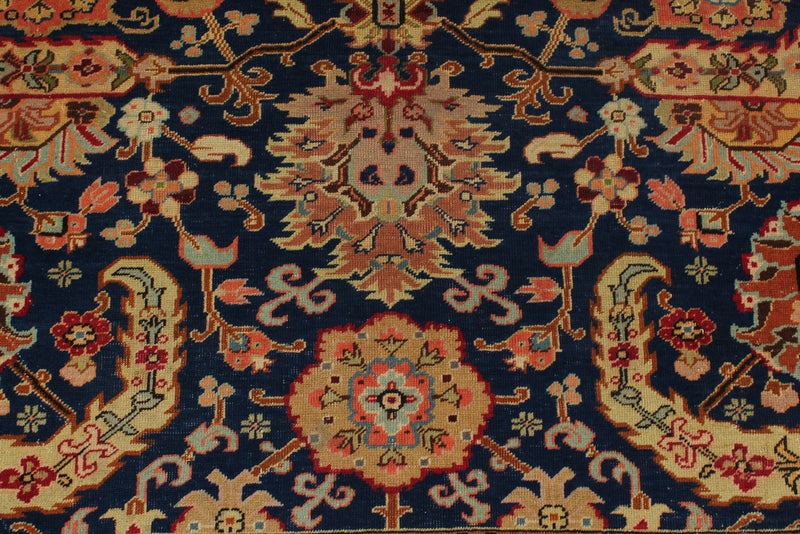 7x10 Navy and Rust Turkish Traditional Rug