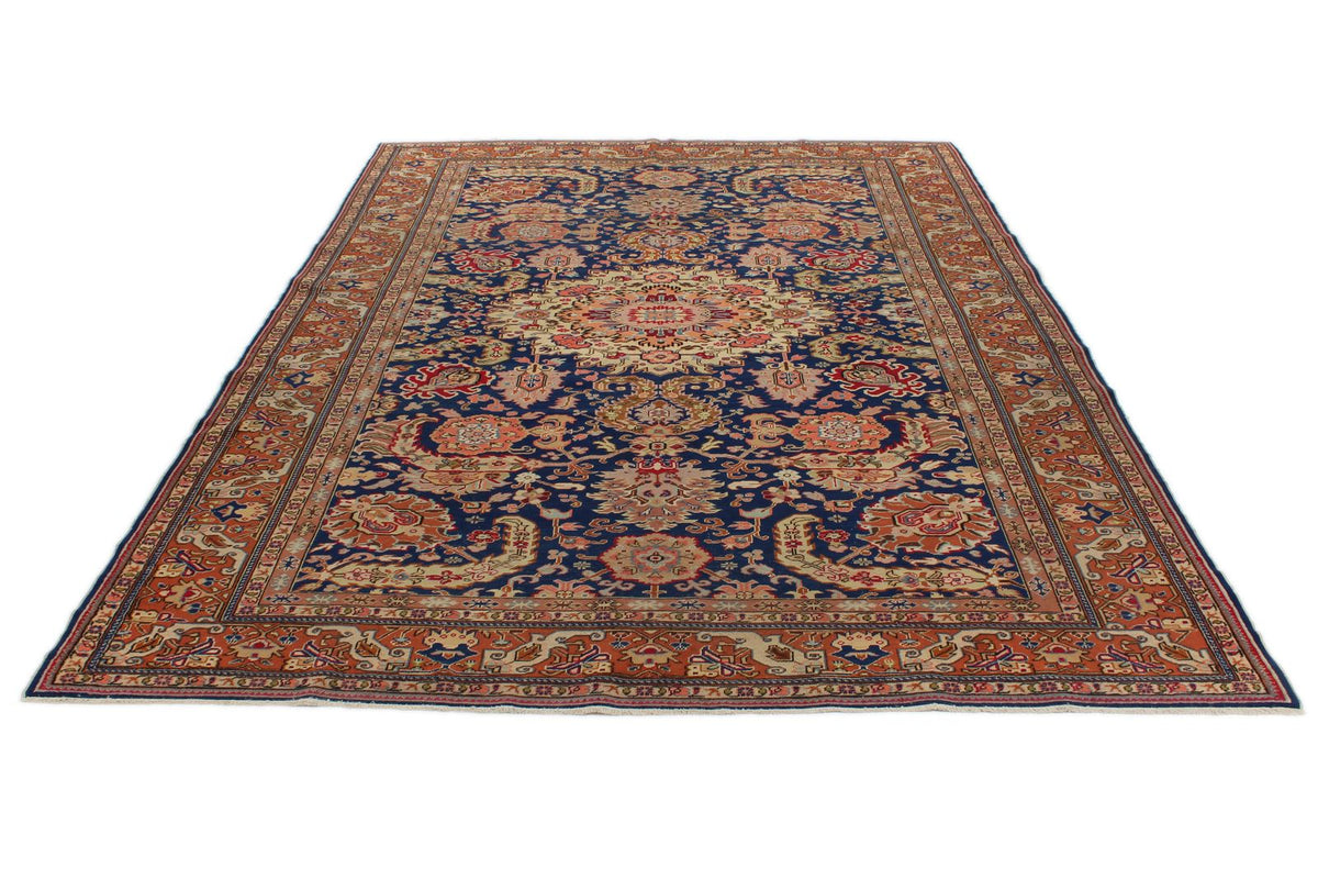 7x10 Navy and Rust Turkish Traditional Rug