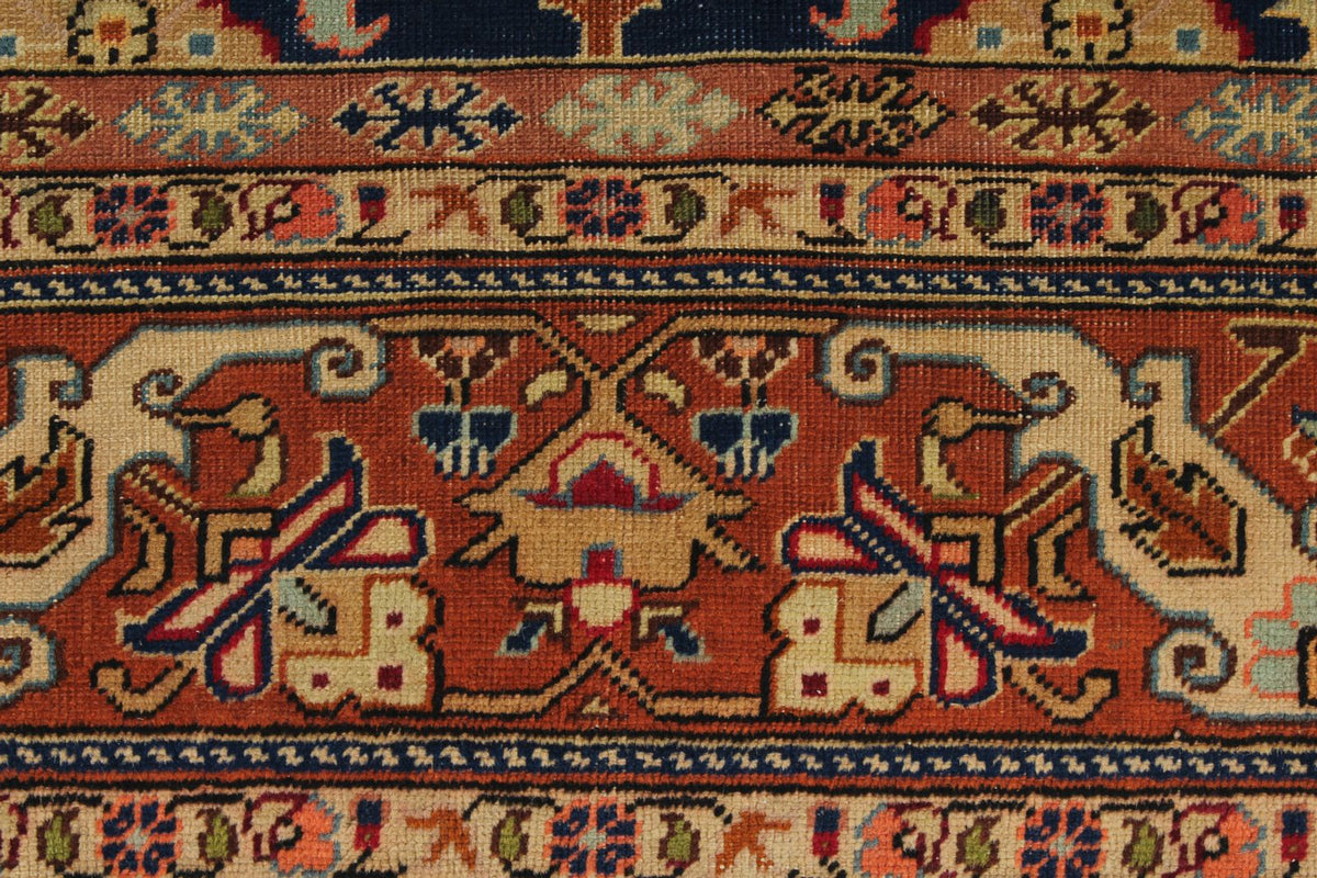 7x10 Navy and Rust Turkish Traditional Rug