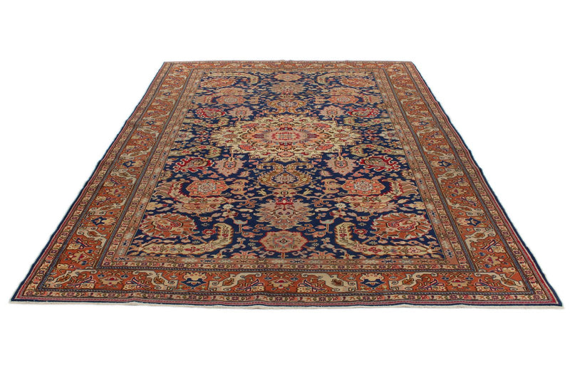 7x10 Navy and Rust Turkish Traditional Rug