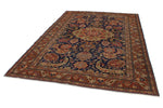 7x10 Navy and Rust Turkish Traditional Rug