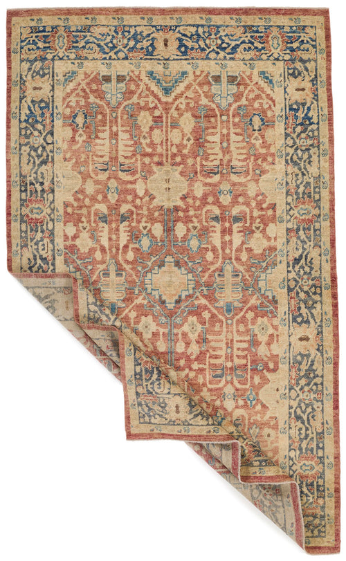 5x8 Rust and Navy Turkish Oushak Rug