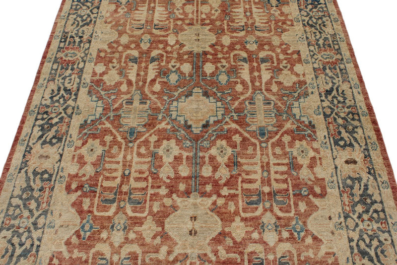 5x8 Rust and Navy Turkish Oushak Rug