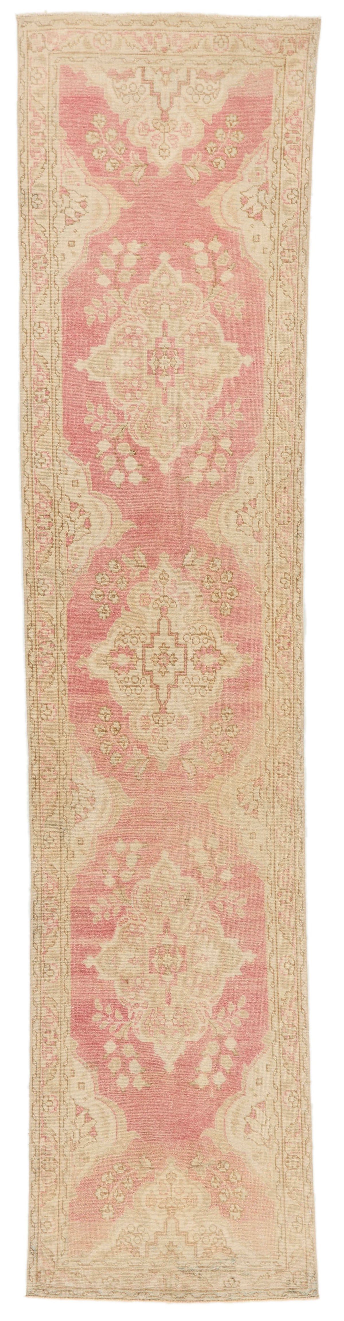 3x11 Red and Ivory Turkish Tribal Runner