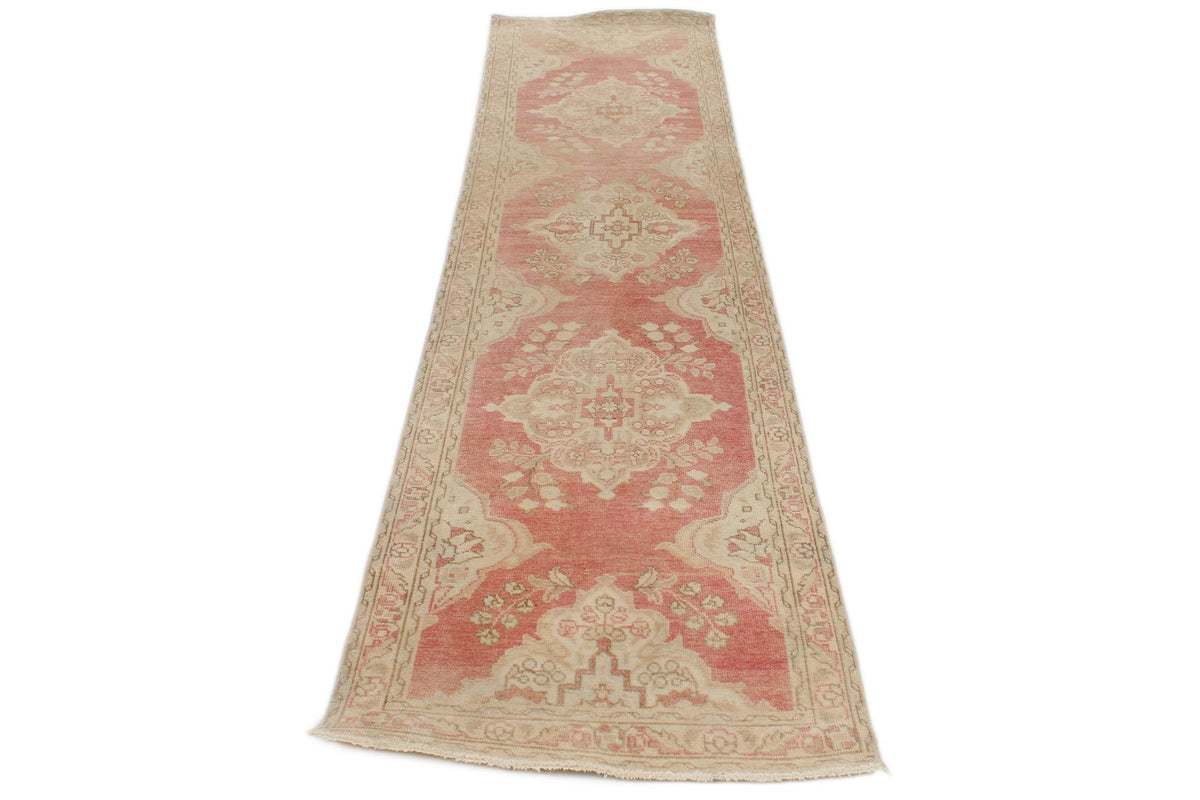 3x11 Red and Ivory Turkish Tribal Runner