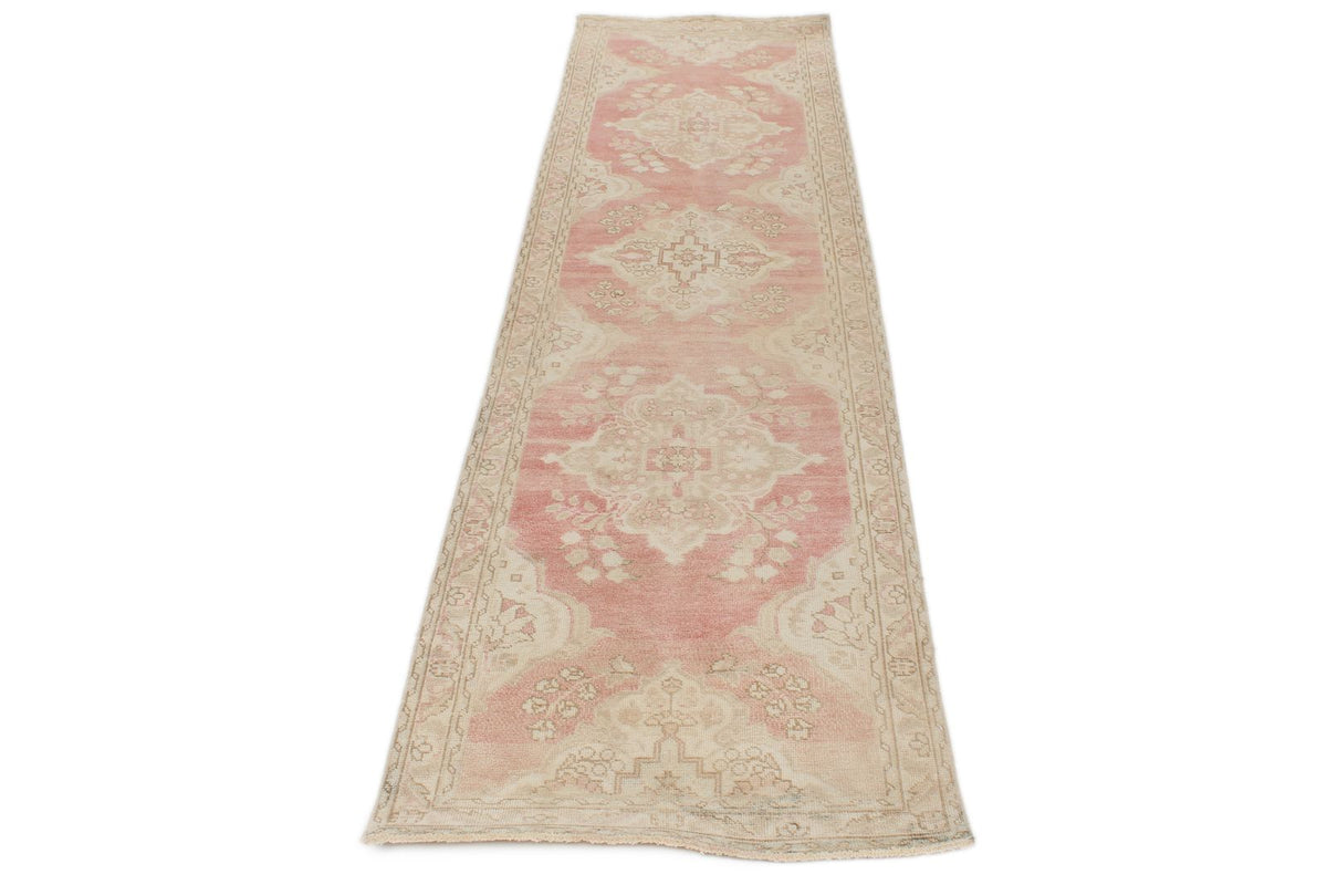 3x11 Red and Ivory Turkish Tribal Runner