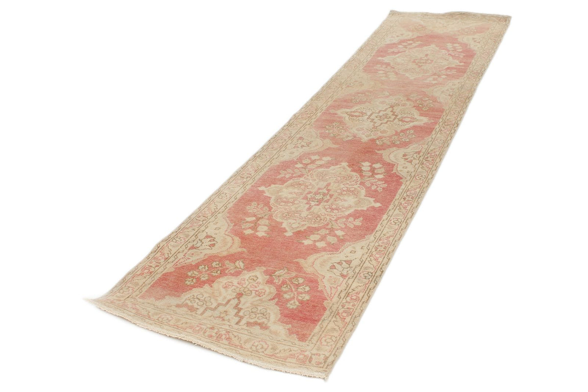 3x11 Red and Ivory Turkish Tribal Runner