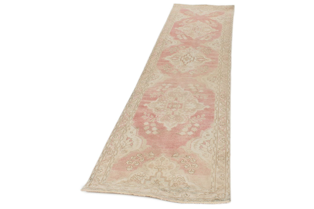 3x11 Red and Ivory Turkish Tribal Runner