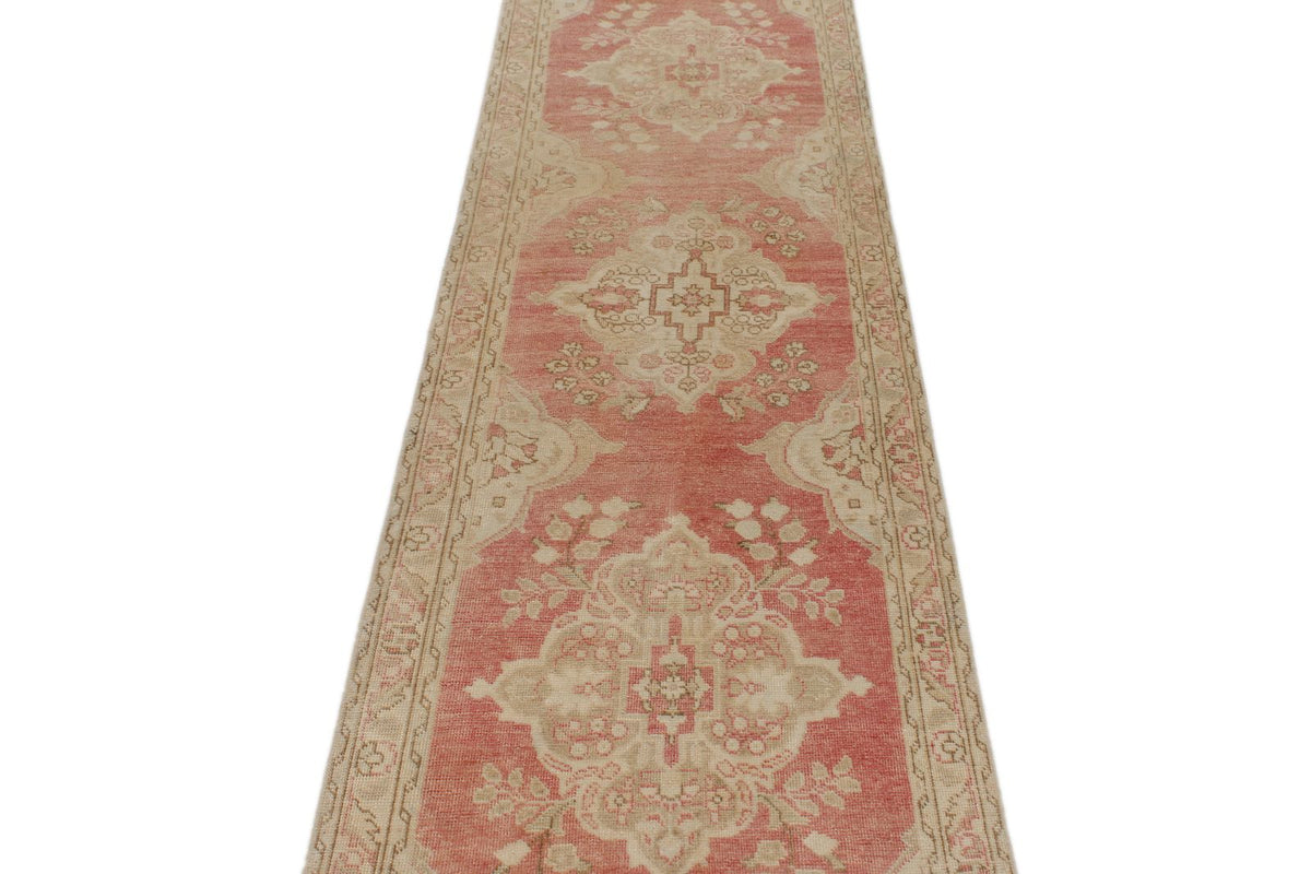 3x11 Red and Ivory Turkish Tribal Runner
